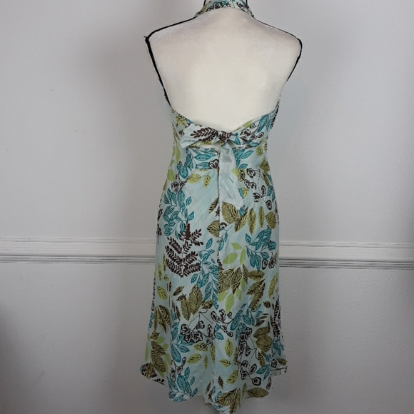 ANN TAYLOR LOFT FLORAL PRINT 💯% SILK HALTER DRESS NEW MULTICOLOR - Picture 5 of 9